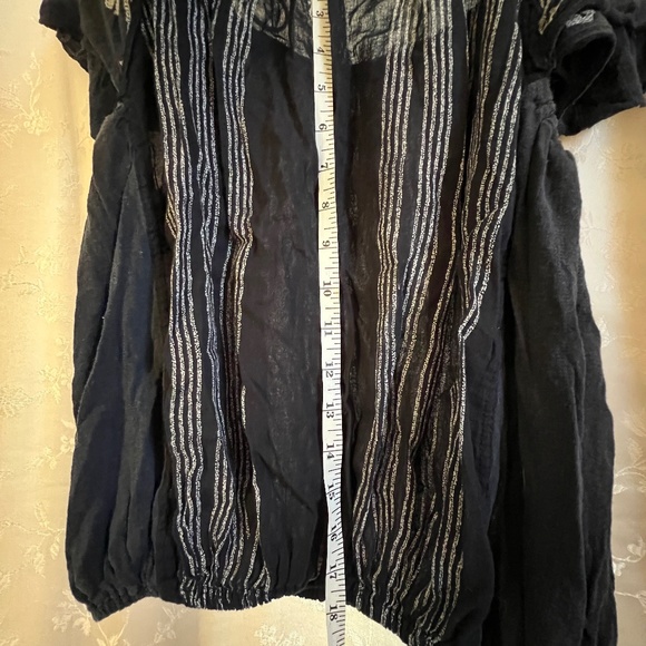 FREE PEOPLE PUKKA PEASANT BOHO EMBROIDERED TASSEL POM POM S/S Blouse-XS-EUC! - Picture 10 of 10